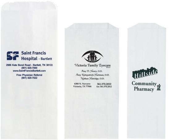 bolsa de prescripción de papel kraft blanco