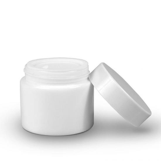 frasco de vidrio redondo blanco con tapa a prueba de niños - Safecare