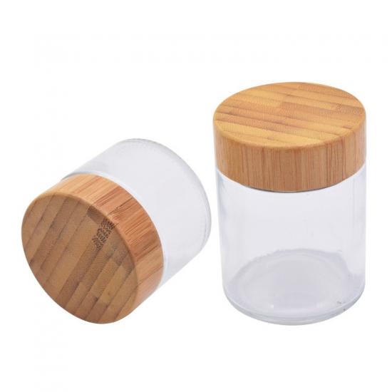 Tarro de almacenamiento de alimentos de vidrio a prueba de niños con tapa de bambú de madera - Safecare
