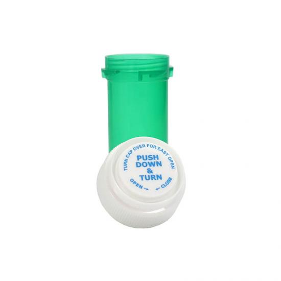 Frascos de pastillas de viales reversibles de plástico para tabletas Rx con tapa a prueba de niños - Safecare