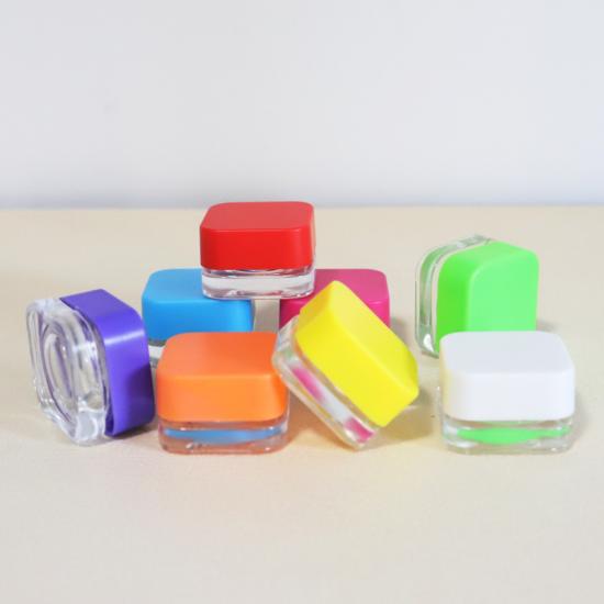 Frascos de recipientes de concentrado de vidrio cuadrados transparentes de 5 ml, 7 ml y 9 ml con tapa a prueba de niños