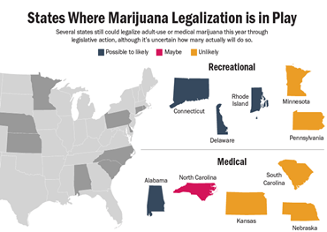  Estos estados podrían Aún legalizamos el cannabis recreativo o médico en 2021 
