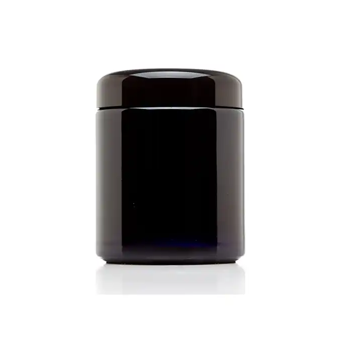 Frasco de vidrio violeta para crema, redondo, vacío, con tapa, para concentrado UV, 100/150/250/500 ml, con logotipo personalizado, venta al por mayor