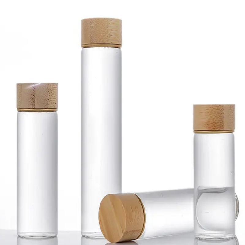 Tubo de ensayo de vidrio redondo de fondo plano, personalizado, de grado alimenticio, transparente, de 30 ml, 50 ml y 100 ml